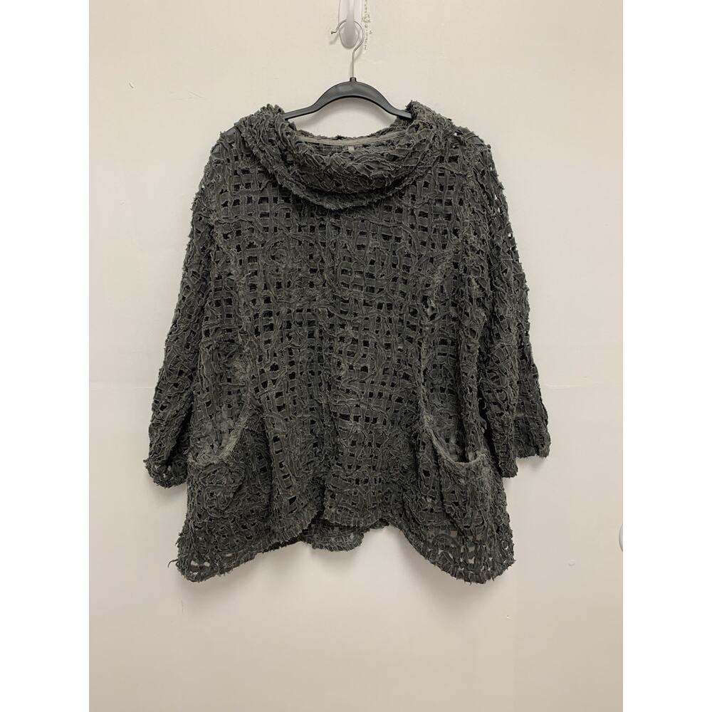 Kiyo Avant Garde Art To Wear Open Knit Tunic With Pockets Grey Size Large